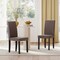 Modern Set of 2 Faux Linen Upholstery Dining Chairs with Rubber Wood Frame and Ergonomic Seat